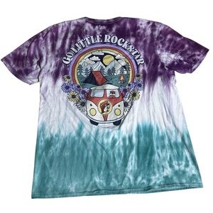 Buc-ee’s Purple Blue Tie Dye Go Little Rockstar VW Van Short Sleeve Tshirt Large